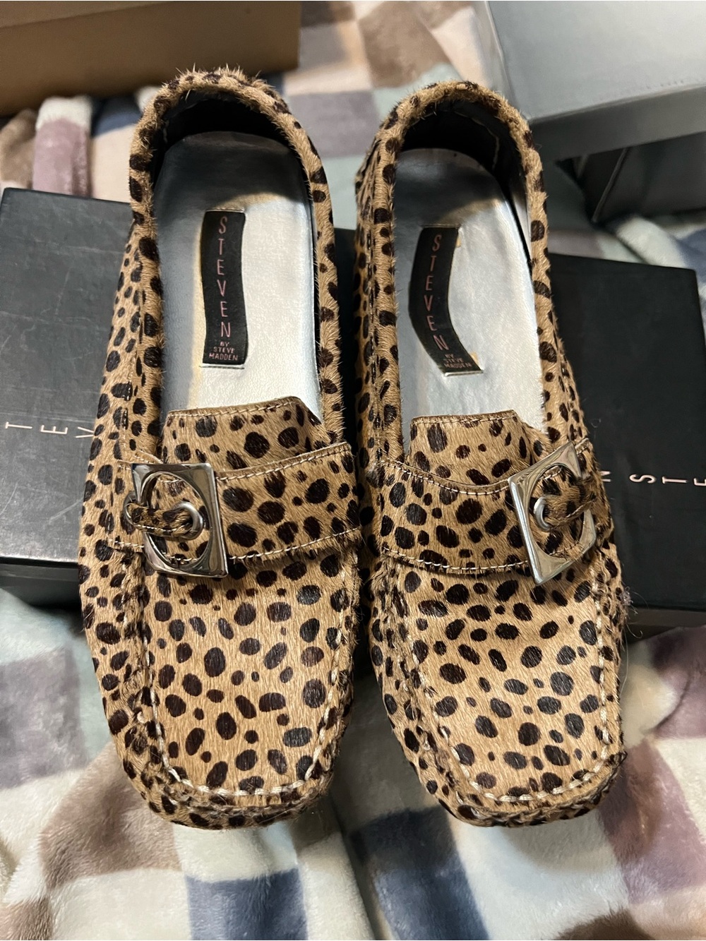 Steven By Steve Madden Leopard Print Loafers - Brown & Black